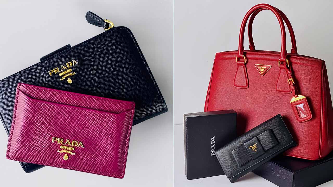Carteiras e porta-cartões de uma das marcas internacionais de acessórios de luxo na second hand week: prada.