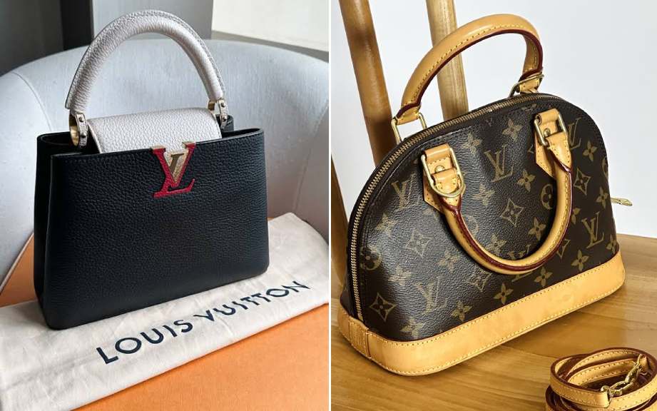 Bolsa Louis Vuitton Capucines ao lado da Alma.