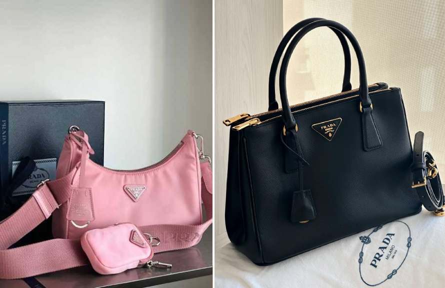 Prada Re-edition ao lado da Galleria, duas bolsas das marcas de luxo favoritas na second hand week 2026 do etiqueta única.