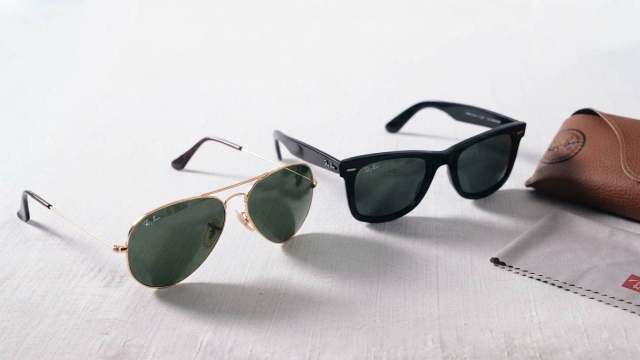 óculos masculinos Ray-Ban, aviator e wayfarer.