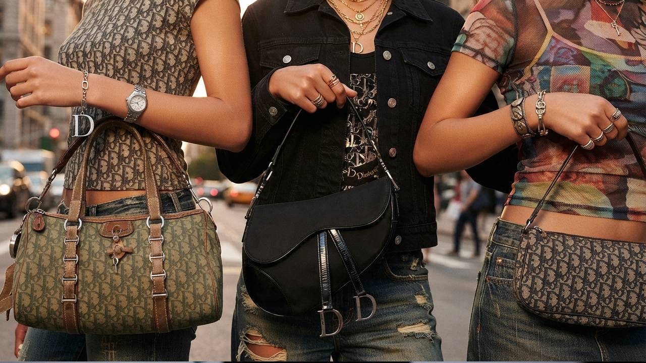 Bolsas de luxo archive fashion seminovas da marca Dior, modelos vintage e anos 2000.