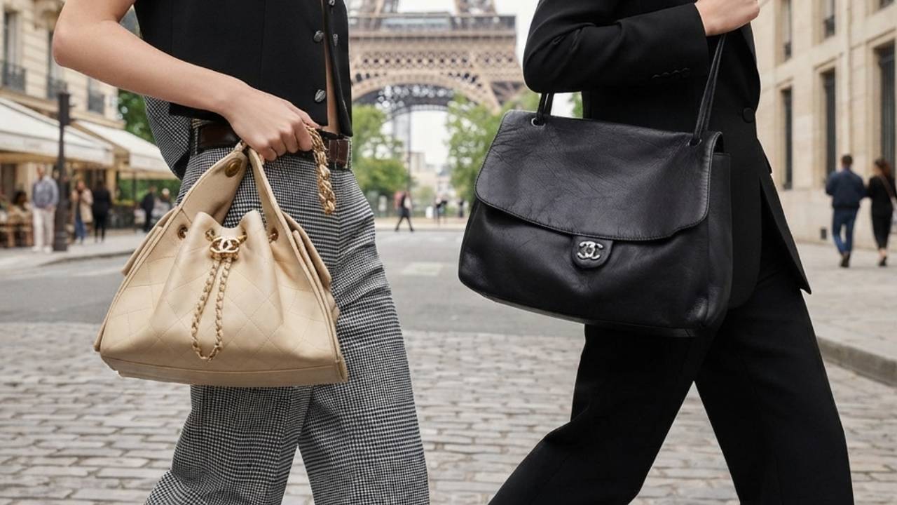 Fotos das bolsas Chanel que tiveram aumento de preços em 2026: modelos Chanel 25 e Souplissimo (Maxi flap) de Matthieu Blazy.