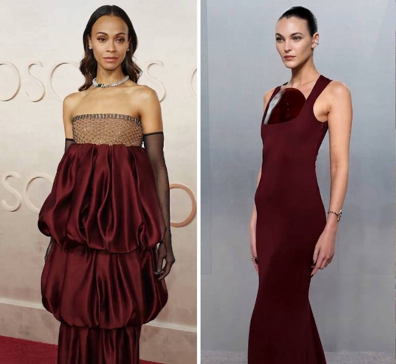 Fotos de atrizes no oscar com vestidos na cor do iphone 18 Burgundy.