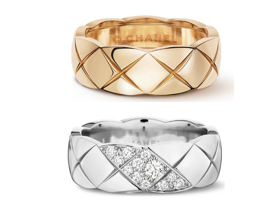 Joias da Chanel: Anéis em ouro 18k, ouro branco e diamantes da coleção de joalheria Coco Crush.