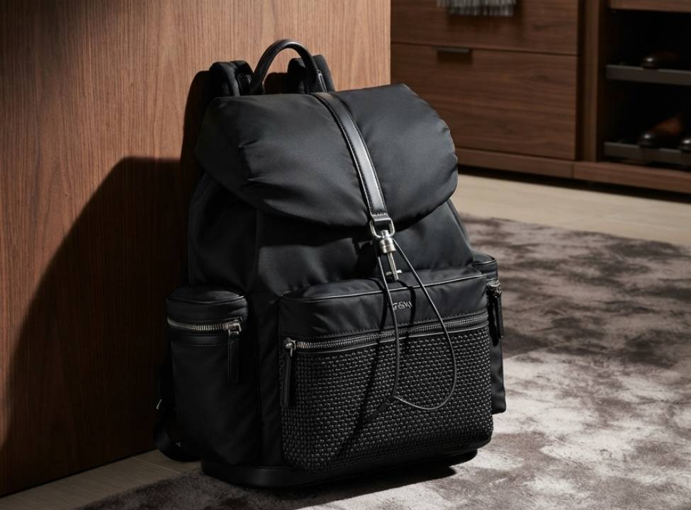 Foto de mochila masculina de luxo Ermenegildo Zegna no mercado pre-loved.